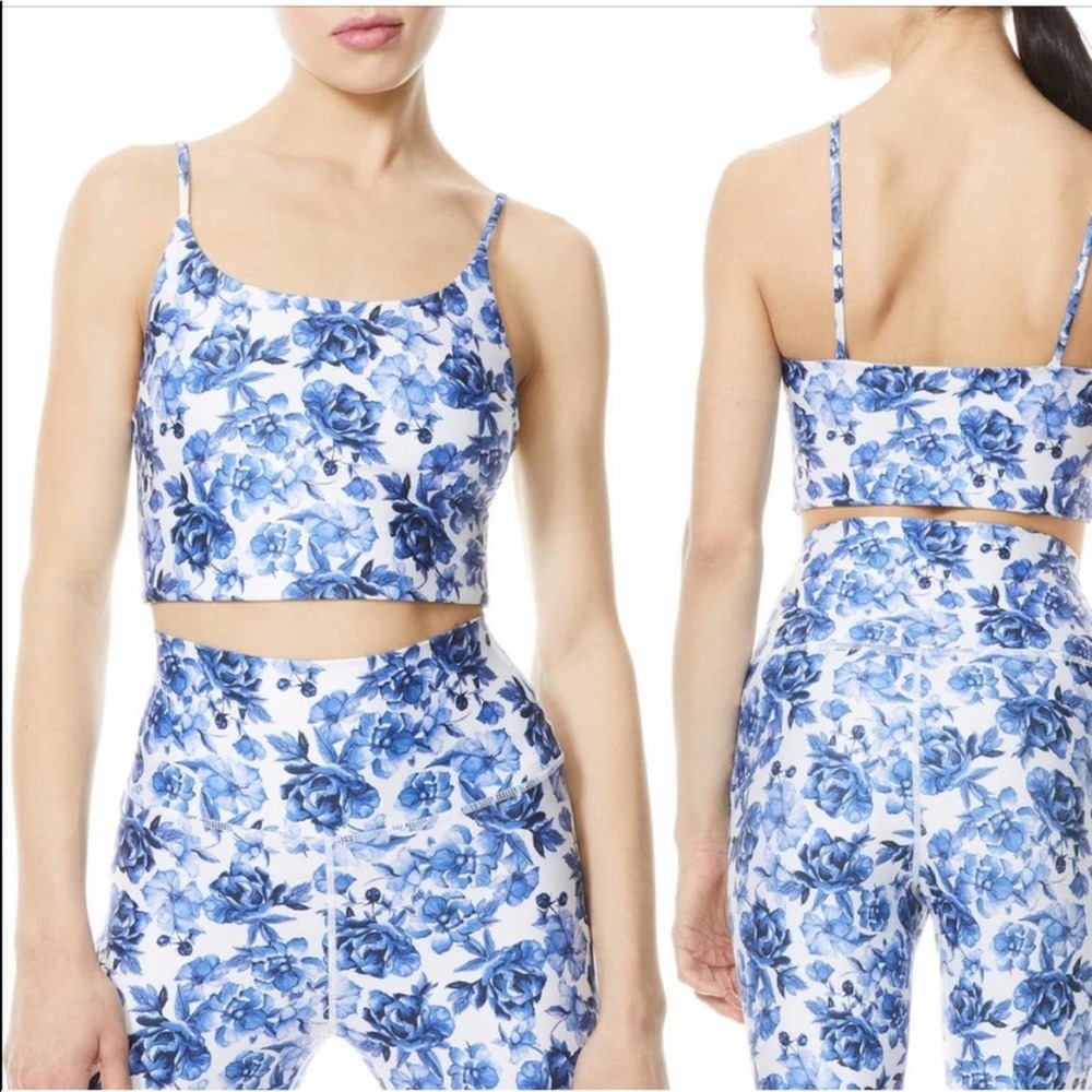 Floral Blue Women's Crop Top & Leggings